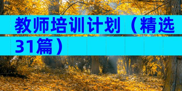 教师培训计划（精选31篇）