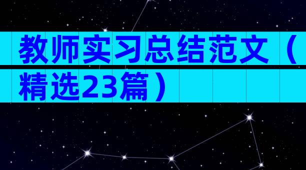 教师实习总结范文（精选23篇）