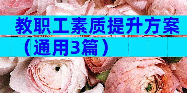 教职工素质提升方案（通用3篇）