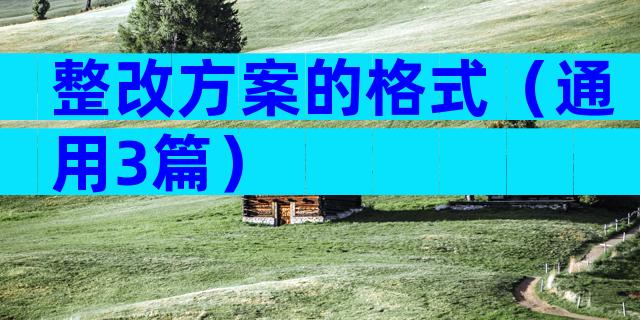 整改方案的格式（通用3篇）