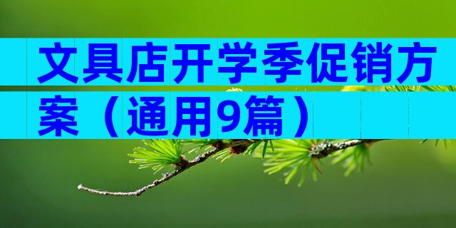 文具店开学季促销方案（通用9篇）