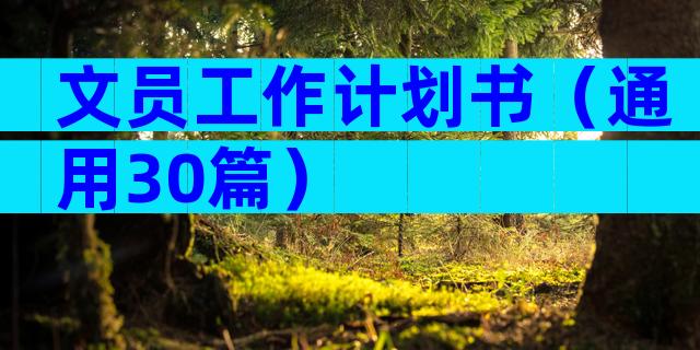 文员工作计划书（通用30篇）