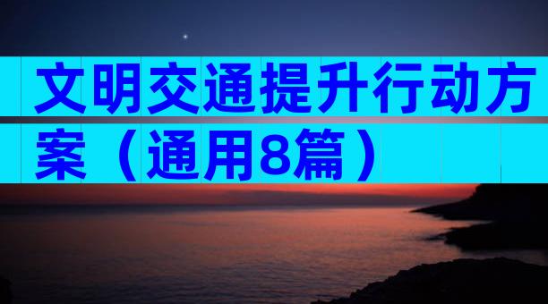 文明交通提升行动方案（通用8篇）