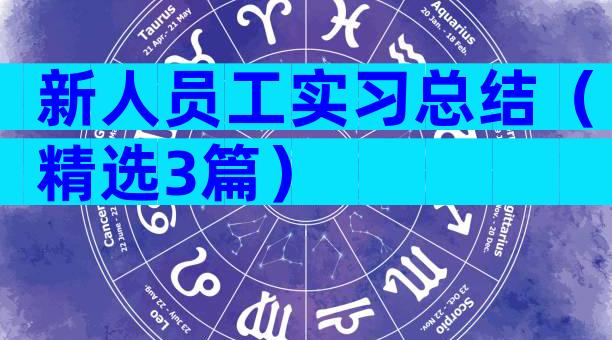 新人员工实习总结（精选3篇）