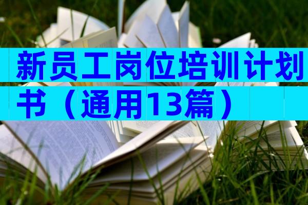 新员工岗位培训计划书（通用13篇）