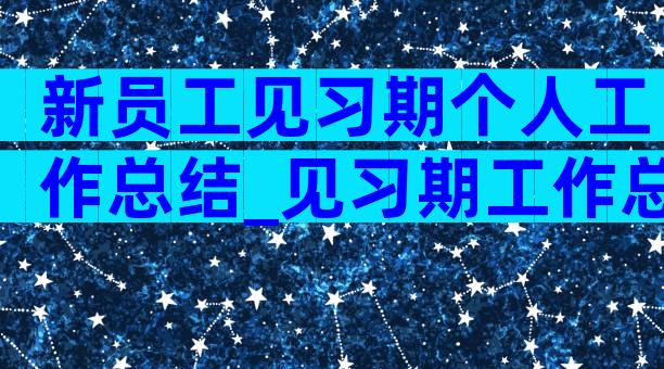 新员工见习期个人工作总结_见习期工作总结（通用19篇）