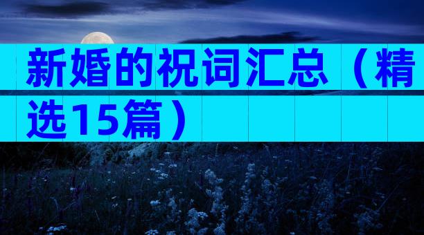 新婚的祝词汇总（精选15篇）