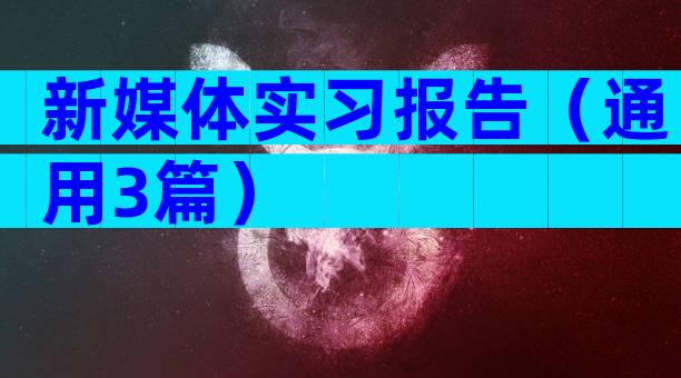 新媒体实习报告（通用3篇）