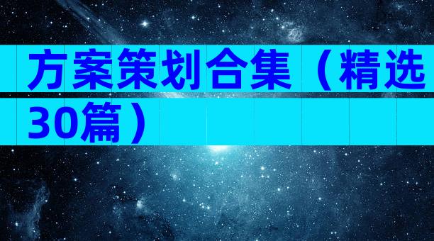 方案策划合集（精选30篇）