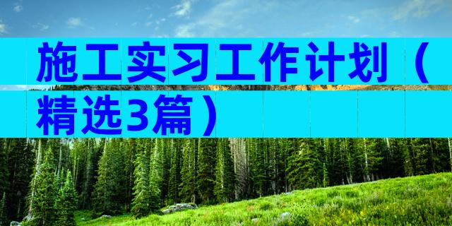 施工实习工作计划（精选3篇）