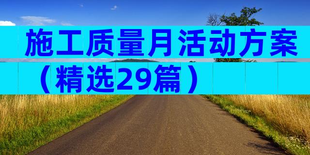 施工质量月活动方案（精选29篇）