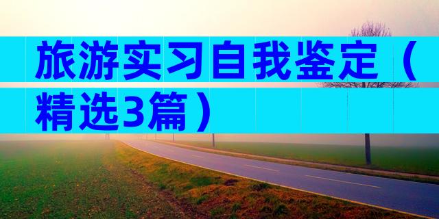 旅游实习自我鉴定（精选3篇）