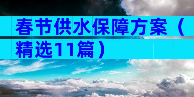 春节供水保障方案（精选11篇）