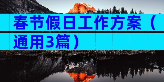 春节假日工作方案（通用3篇）