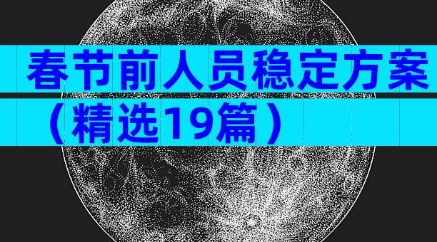 春节前人员稳定方案（精选19篇）