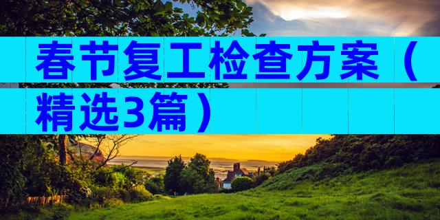 春节复工检查方案（精选3篇）
