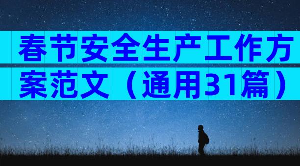 春节安全生产工作方案范文（通用31篇）