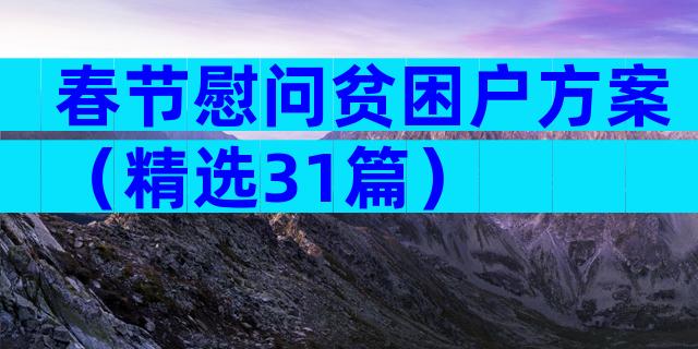 春节慰问贫困户方案（精选31篇）