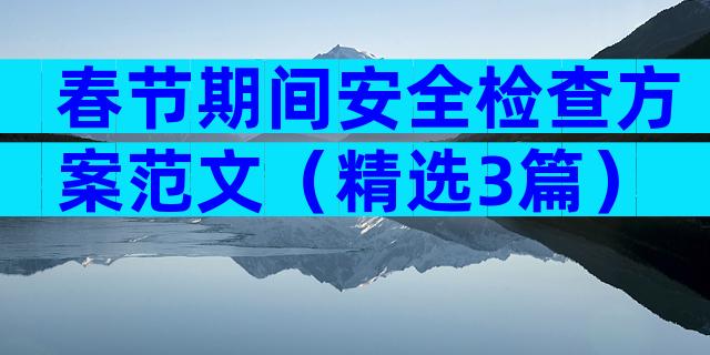 春节期间安全检查方案范文（精选3篇）