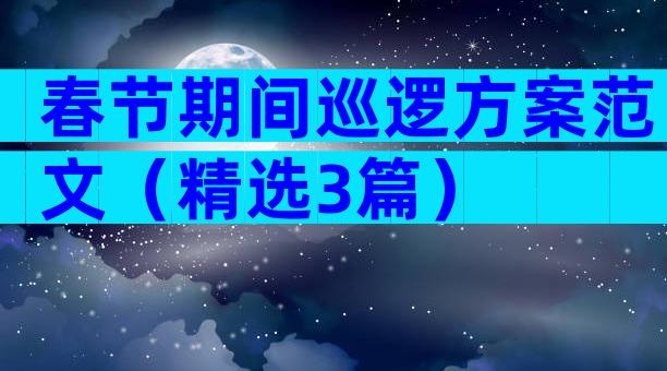 春节期间巡逻方案范文（精选3篇）