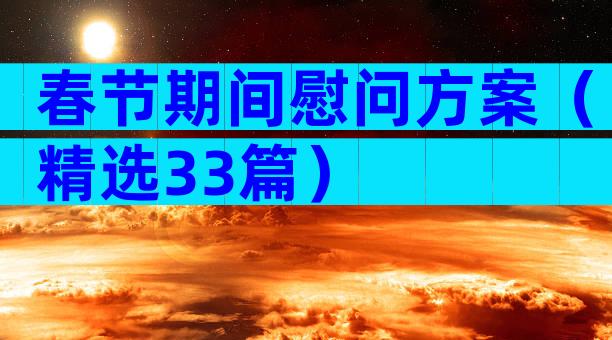 春节期间慰问方案（精选33篇）