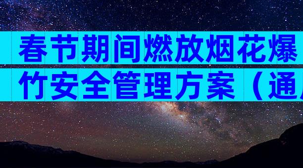 春节期间燃放烟花爆竹安全管理方案（通用9篇）