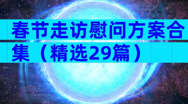 春节走访慰问方案合集（精选29篇）