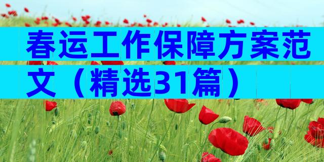 春运工作保障方案范文（精选31篇）