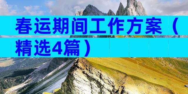 春运期间工作方案（精选4篇）