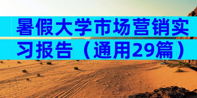 暑假大学市场营销实习报告（通用29篇）
