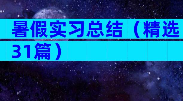 暑假实习总结（精选31篇）
