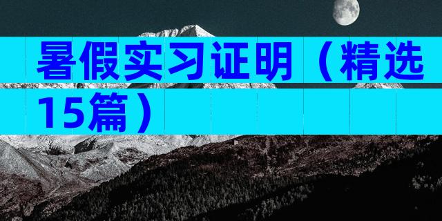 暑假实习证明（精选15篇）