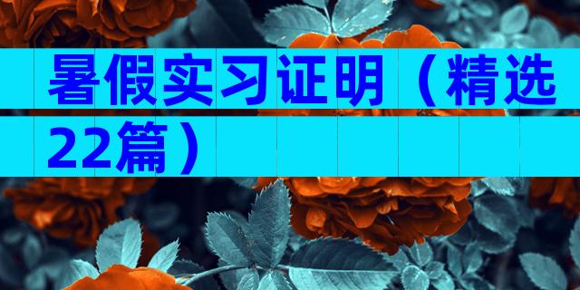 暑假实习证明（精选22篇）