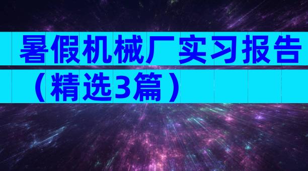 暑假机械厂实习报告（精选3篇）