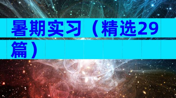 暑期实习（精选29篇）