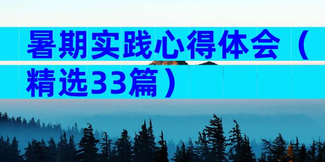 暑期实践心得体会（精选33篇）