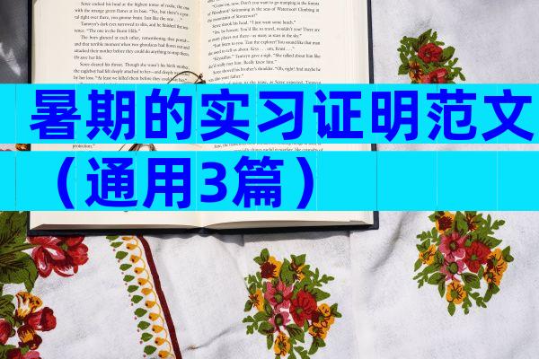 暑期的实习证明范文（通用3篇）