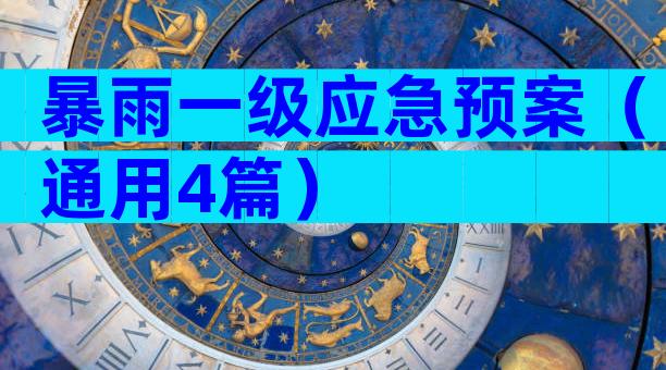 暴雨一级应急预案（通用4篇）