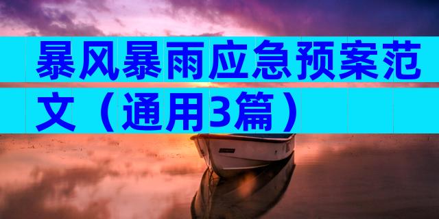 暴风暴雨应急预案范文（通用3篇）