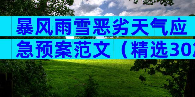 暴风雨雪恶劣天气应急预案范文（精选30篇）