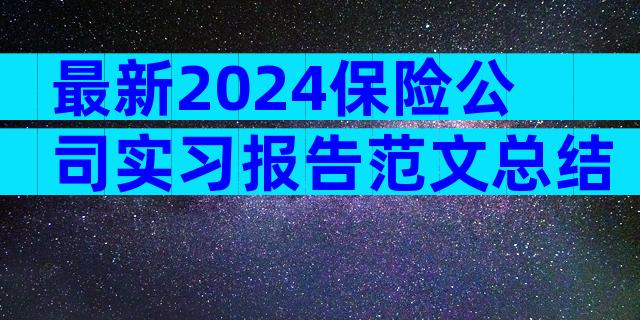 最新2024保险公司实习报告范文总结（精选22篇）