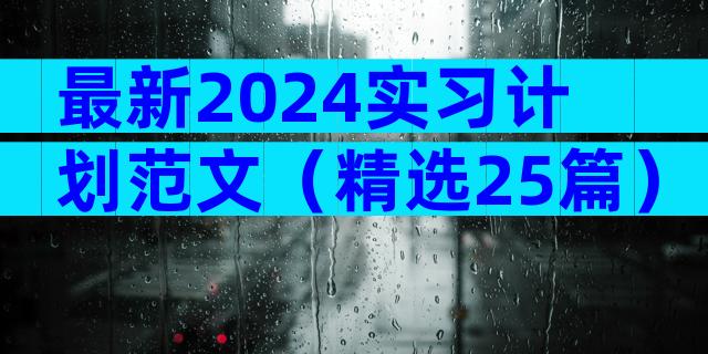 最新2024实习计划范文（精选25篇）
