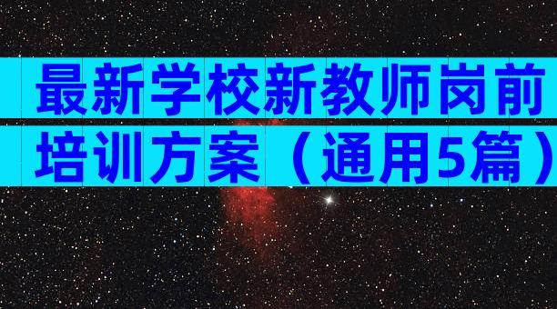 最新学校新教师岗前培训方案（通用5篇）