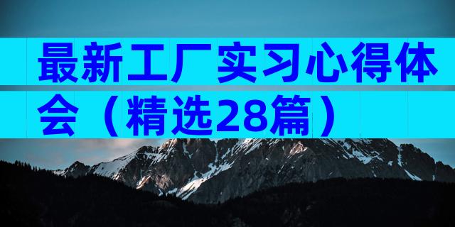 最新工厂实习心得体会（精选28篇）