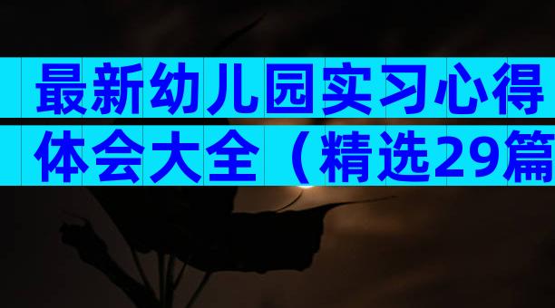 最新幼儿园实习心得体会大全（精选29篇）