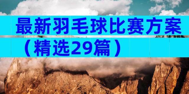 最新羽毛球比赛方案（精选29篇）