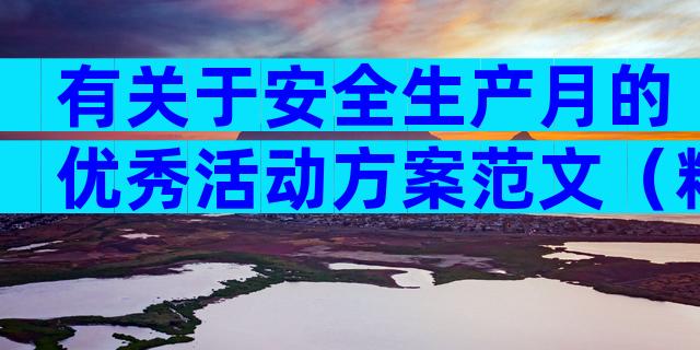 有关于安全生产月的优秀活动方案范文（精选35篇）