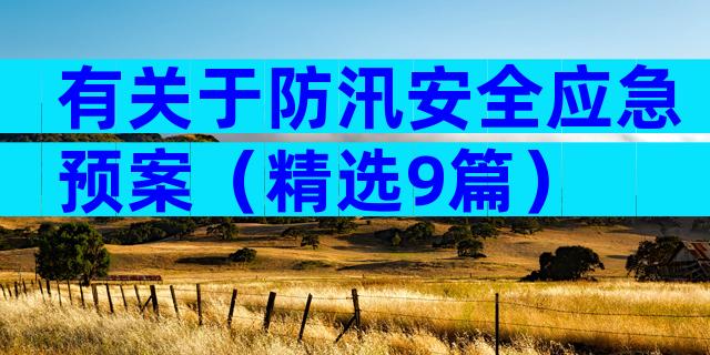 有关于防汛安全应急预案（精选9篇）