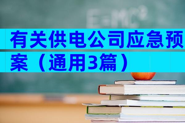 有关供电公司应急预案（通用3篇）