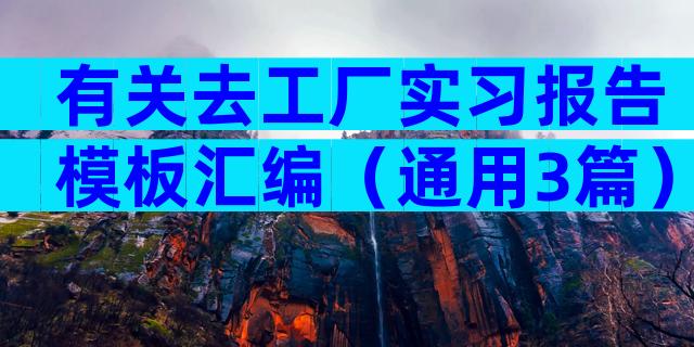 有关去工厂实习报告模板汇编（通用3篇）